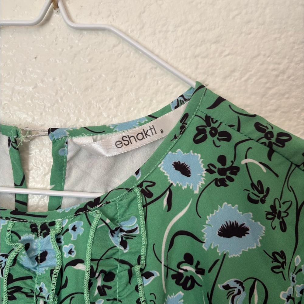 eShakti‎ Floral Cottagecore Ruffled Fit Flare Dress Sz 8 Preppy Coquette Garden - Picture 4 of 6